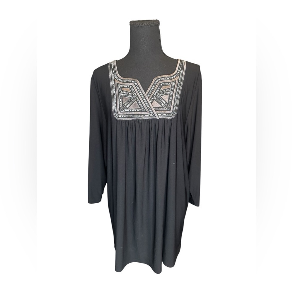 Bob Mackie Women’s Wearable Art Black/Silver Embroidered Size L 3/4 Sleeve Z82